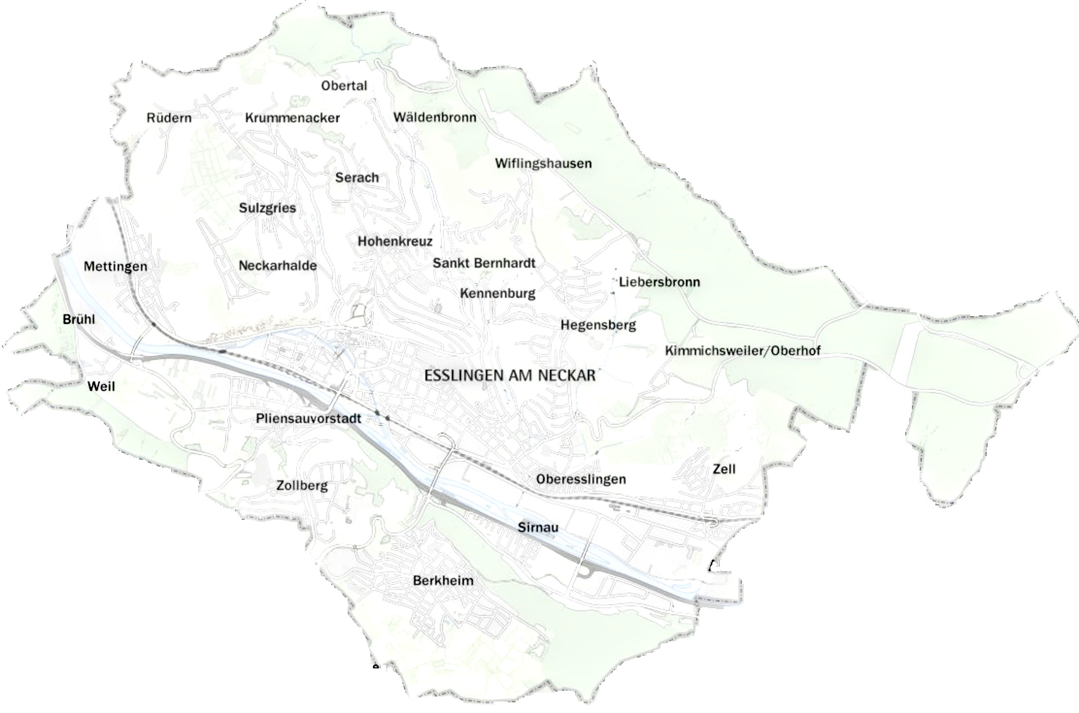 Stadtgebiete Esslingen am Neckar